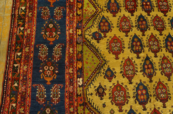 Rare happy yellow with sky blue color antique tribal oversized persian bakhtiari rug - image 7