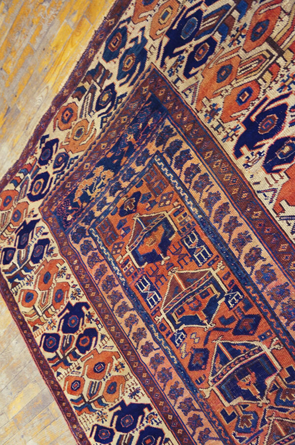 Small tribal antique 19th century persian kurdish sanjabi carpet - image 2