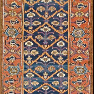 Antique Wool Pile Tribal Shrub Pattern Northwest Persian Hall Runner Rug