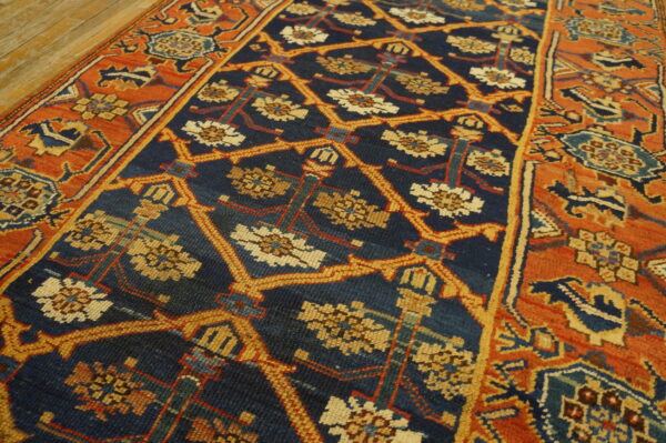 Antique wool pile tribal shrub pattern northwest persian hall runner rug - image 5