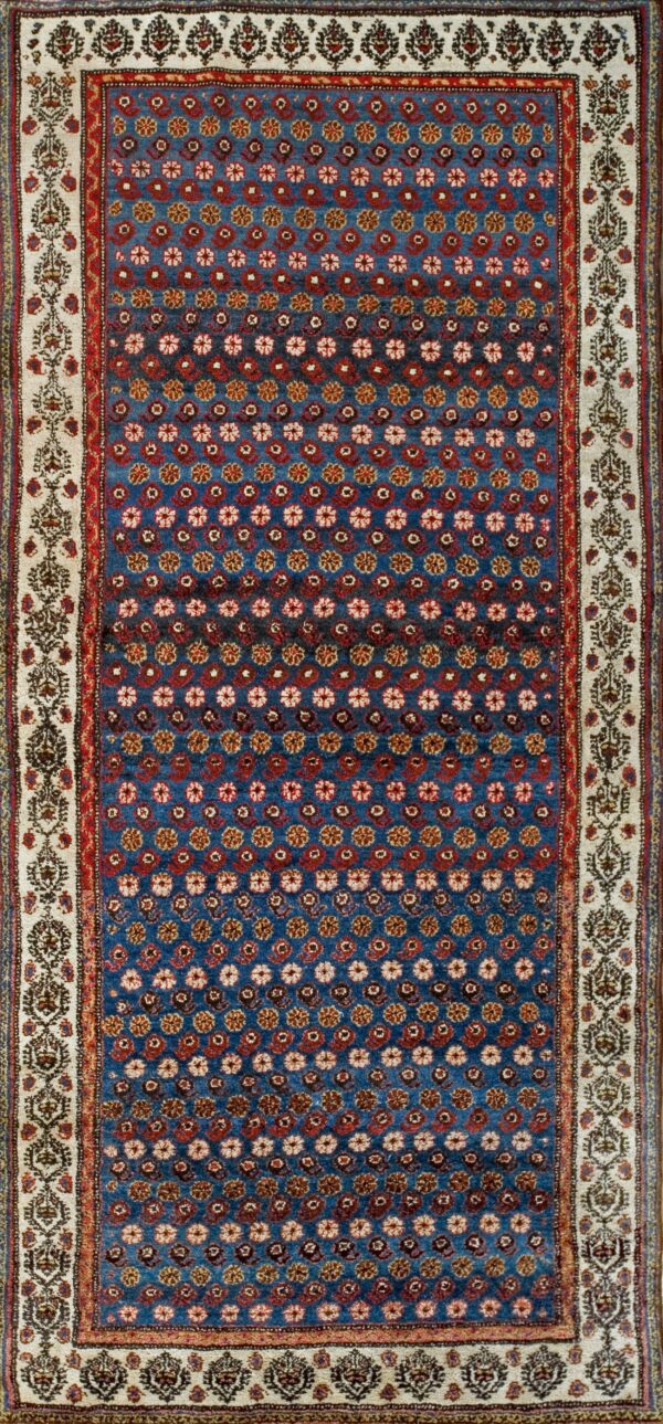 Light blue allover tribal floral design 19th century nw persian carpet