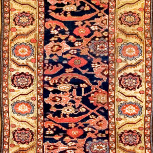 Blue Tribal Mid 19th Century Antique Northwest Persian Hallway Runner Rug