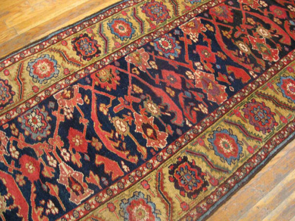 Blue tribal mid 19th century antique northwest persian hallway runner rug - image 3