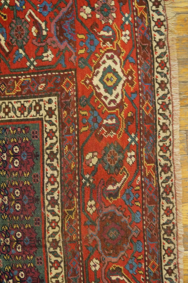 Rare green antique paisley tribal pattern northwest persian gallery rug - image 10