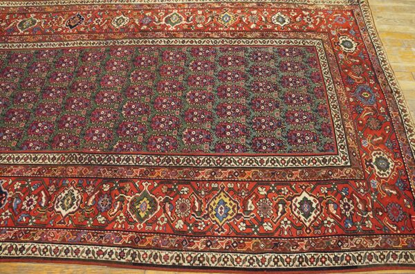 Rare green antique paisley tribal pattern northwest persian gallery rug - image 2