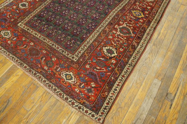 Rare green antique paisley tribal pattern northwest persian gallery rug - image 5
