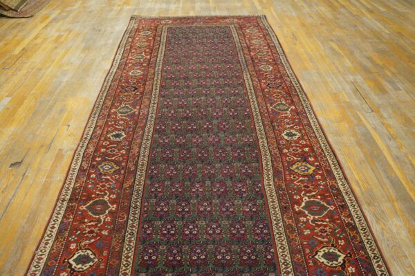Rare green antique paisley tribal pattern northwest persian gallery rug - image 6