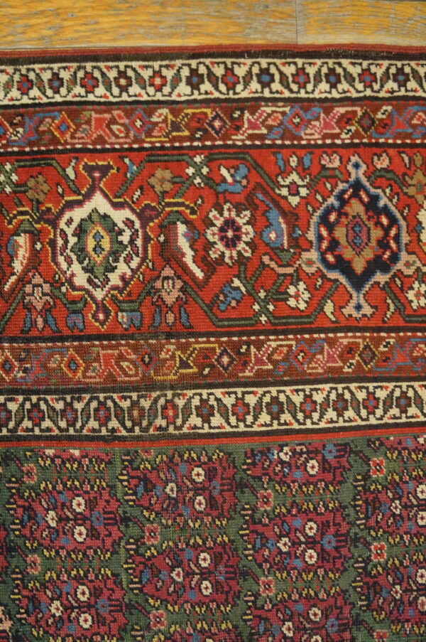 Rare green antique paisley tribal pattern northwest persian gallery rug - image 9