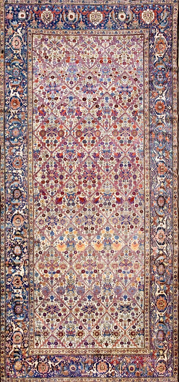 Antique 19th century ivory tribal nw persian bakshaish garden design gallery carpet