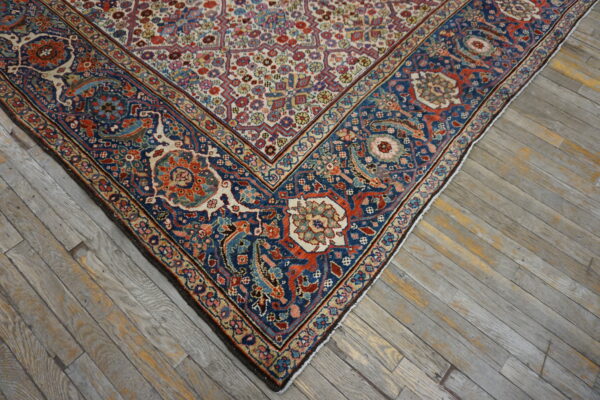 Antique 19th century ivory tribal nw persian bakshaish garden design gallery carpet - image 5