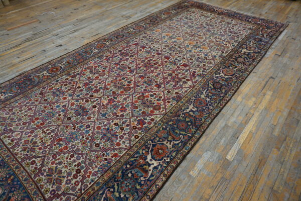 Antique 19th century ivory tribal nw persian bakshaish garden design gallery carpet - image 3