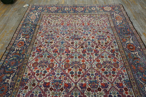 Antique 19th century ivory tribal nw persian bakshaish garden design gallery carpet - image 2