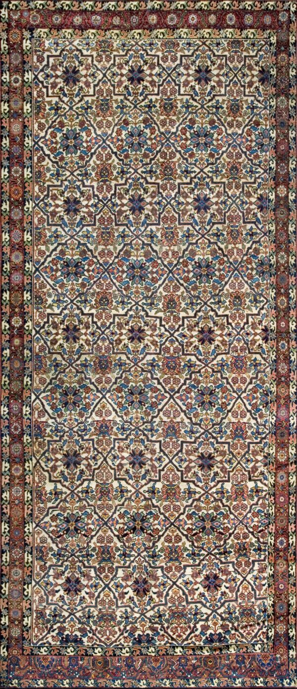 Ivory tribal antique mid 19th century northwest persian gallery rug