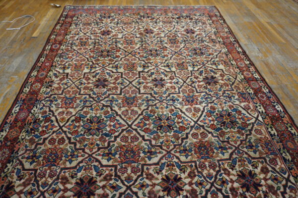 Ivory tribal antique mid 19th century northwest persian gallery rug - image 9