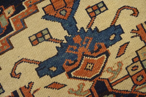 Ivory antique tribal geometric northwest persian wool hallway runner rug - image 4