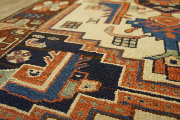 Ivory antique tribal geometric northwest persian wool hallway runner rug - image 6