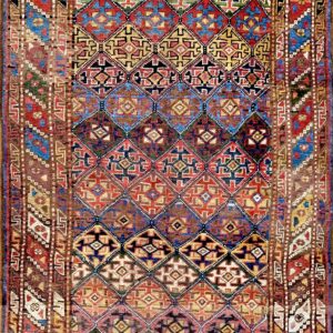 Happy Colorful Jewel Tone Antique Tribal Geometric Northwest Persian Rug