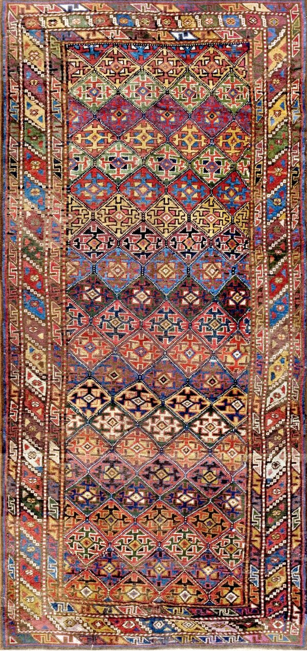 Happy colorful jewel tone antique tribal geometric northwest persian rug