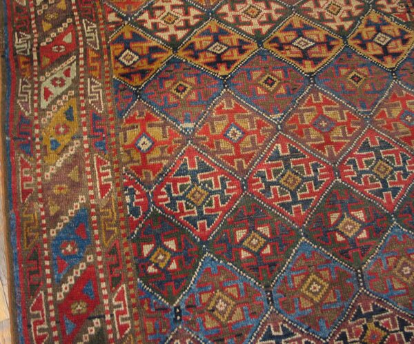 Happy colorful jewel tone antique tribal geometric northwest persian rug - image 6
