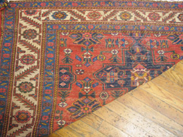 Rustic tribal geometric antique northwest persian wool pile hallway runner rug - image 2