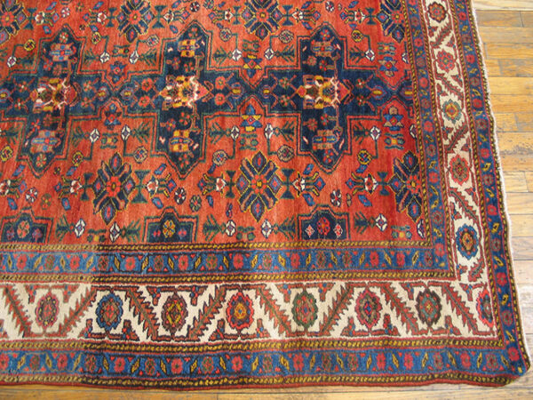 Rustic tribal geometric antique northwest persian wool pile hallway runner rug - image 4