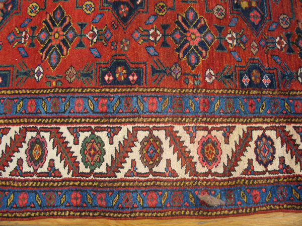 Rustic tribal geometric antique northwest persian wool pile hallway runner rug - image 5