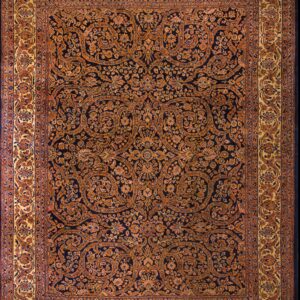 Magnificent Navy Blue Color Fine Weave Floral Design Antique Persian Sarouk Rug