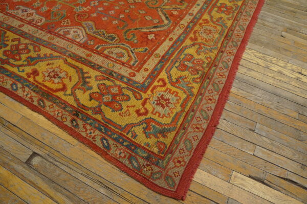 Large scale tribal palmette pattern antique rustic turkish oushak room size rug - image 3