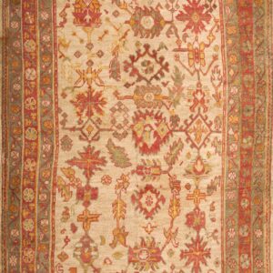 Decorative Light Ivory Color Tribal Large Scale Antique Turkish Room Size Oushak Rug