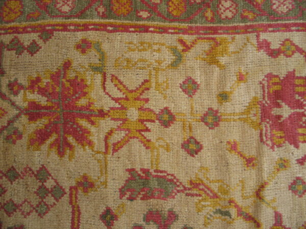 Decorative light ivory color tribal large scale antique turkish room size oushak rug - image 5