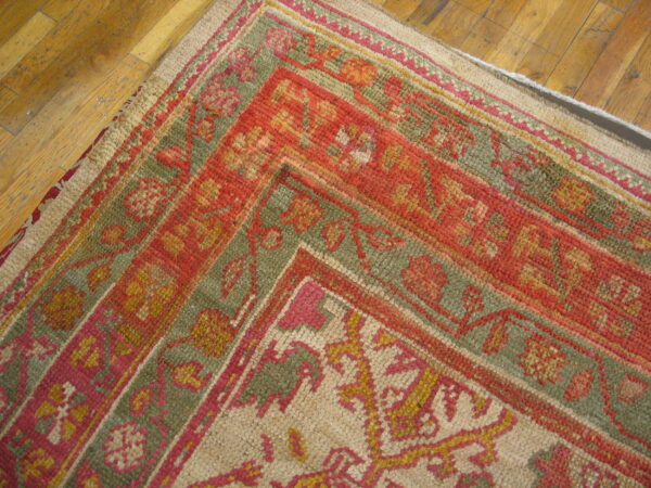 Decorative light ivory color tribal large scale antique turkish room size oushak rug - image 6