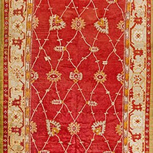 Large Scale Arts and Crafts Design Antique Red Color Turkish Oushak Rug