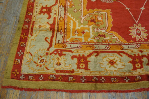 Large scale arts and crafts design antique red color turkish oushak rug - image 3