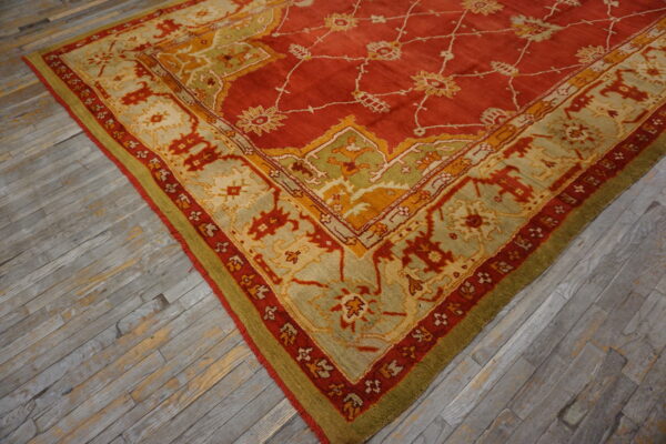 Large scale arts and crafts design antique red color turkish oushak rug - image 4