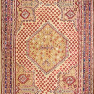 Unique Hexagonal Medallion Design Antique Tribal Turkish Oushak Rug