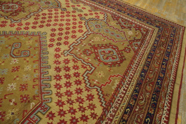 Unique hexagonal medallion design antique tribal turkish oushak rug - image 5