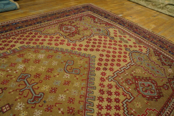 Unique hexagonal medallion design antique tribal turkish oushak rug - image 6