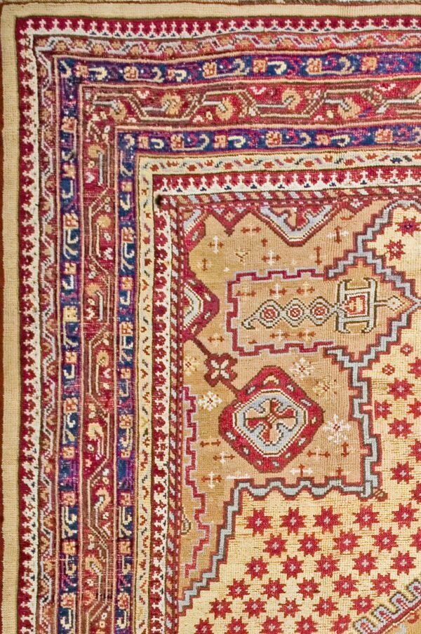 Unique hexagonal medallion design antique tribal turkish oushak rug - image 7