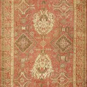 Antique Rustic Red Color Allover Large Scale Tribal Geometric Design Turkish Oushak Rug by Rugs On net