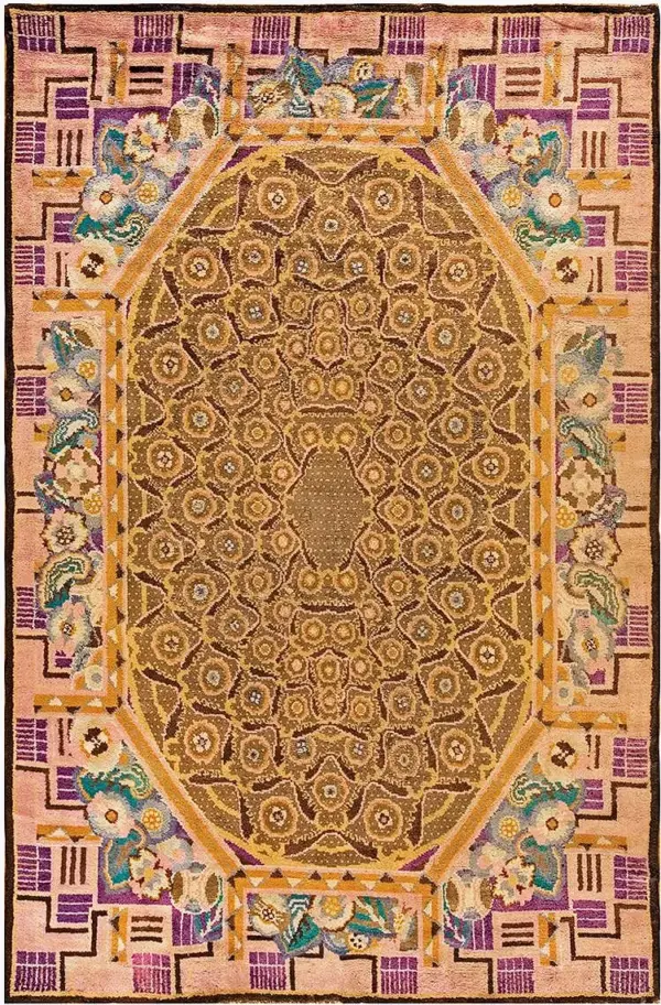 Beautiful artistic room size antique french art deco wool area rug by rugs on net