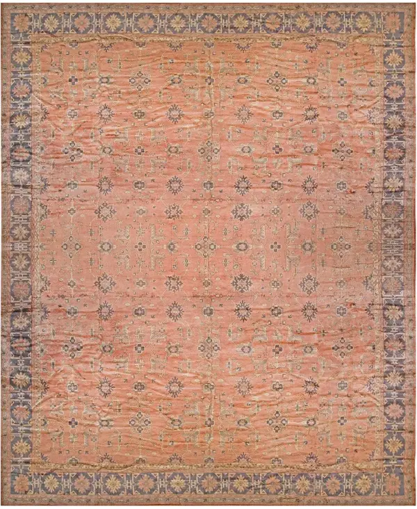 Coral antique square oversized allover geometric pattern antique turkish oushak rug by rugs on net