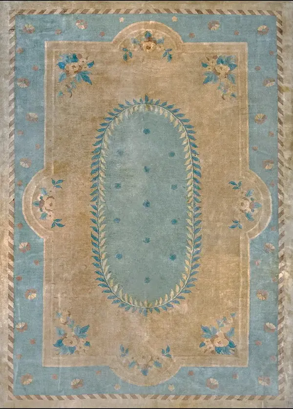 Cream color field antique european influenced floral chinese art deco rug by rugs on net