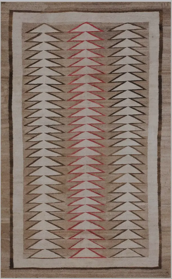 Gray tribal geometric pattern small antique flatweave navajo native american rug by rugs on net