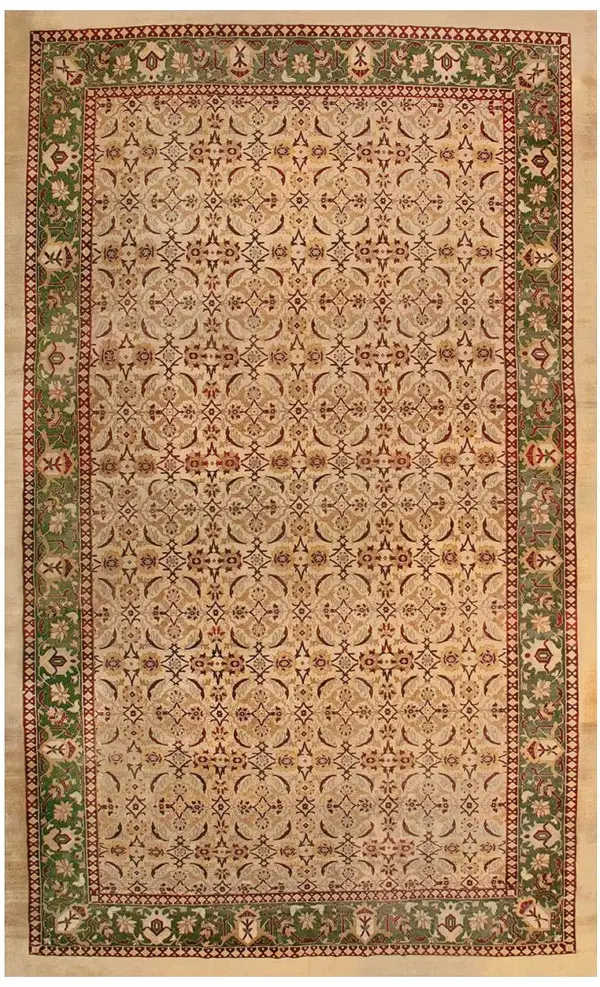 Ivory antique 19th century large size allover floral herati design indian amritsar carpet by rugs on net