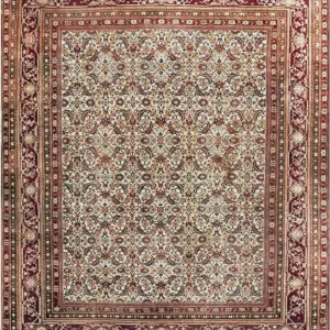 Ivory Antique Allover Herati Design Room Size Indian Agra Carpet by Rugs On Net