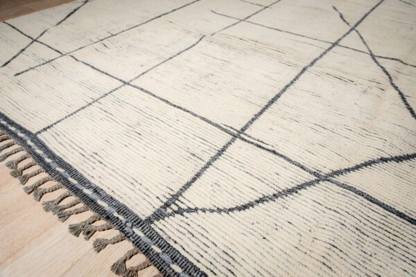 Contemporary room size ivory-beige hand-knotted wool berber rug - image 9