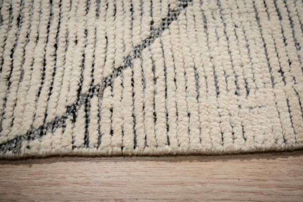 Contemporary room size ivory-beige hand-knotted wool berber rug - image 8