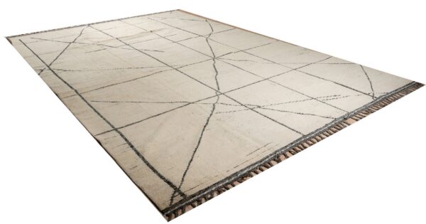 Contemporary room size ivory-beige hand-knotted wool berber rug - image 4