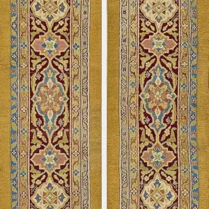Pair Red Antique Hand Knotted Wool Pile Indian Agra Hallway Runner Rugs by Rugs On Net