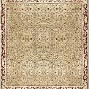 Rare Soft Green Color Square Shape Oversized Antique Allover Design Indian Agra Rug by Rugs On Net